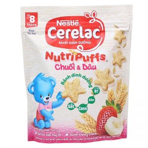 BÁNH ĂN DẶM NESTLE CHUỐI VÀ DÂU 50GR