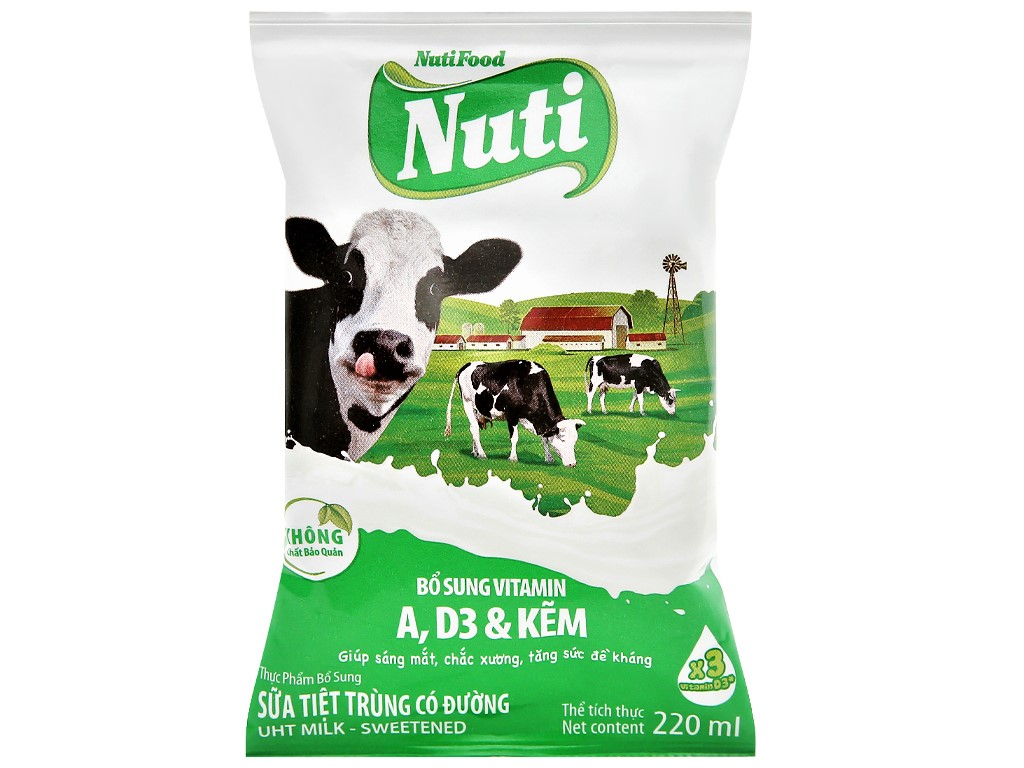 SỮA NUTIFOOD NUTI 220ML X 48 BỊCH (có đường)