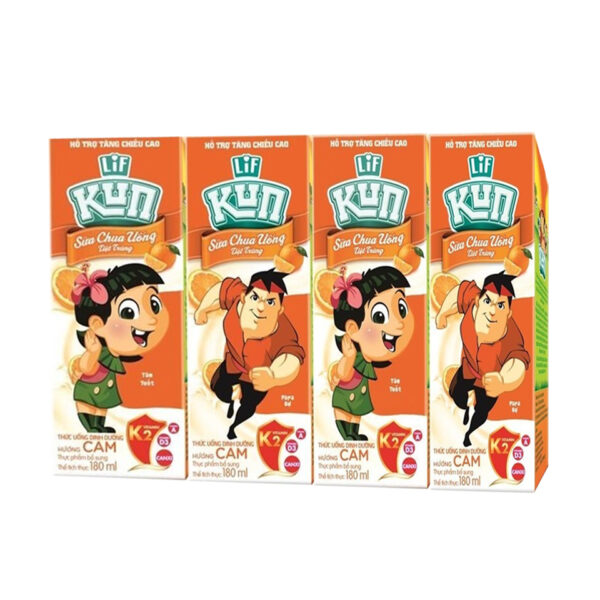 SỮA CHUA UỐNG KUN HƯƠNG CAM 110ML X 4 HỘP