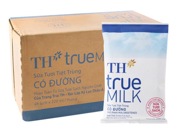 SỮA TH TRUE MILK CÓ ĐƯỜNG 220ML (THÙNG 48 BỊCH)