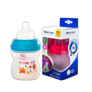 BÌNH SỮA CỔ RỘNG, NÚM TI SILICON MUM'S CARE 150ML
