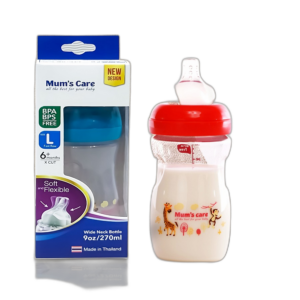 BÌNH SỮA CỔ RỘNG, NÚM TI SILICON MUM'S CARE 270ML