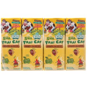 SỮA TRÁI CÂY KUN HƯƠNG TRÁI CÂY NHIỆT ĐỚI 180ML X 4 HỘP