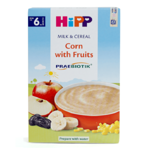 BỘT SỮA DD HIPP BỔ SUNG PRAEBIOTIK - BỘT ĂN DẶM BẮP, SỮA & HOA QUẢ 250G