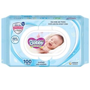 BOBBY Khăn ướt Xanh Không mùi - 100 miếng