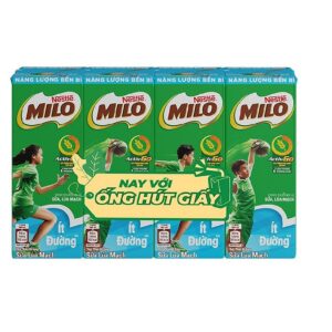SỮA NƯỚC NESTLE MILO LÚA MẠCH ÍT ĐƯỜNG 180ML X 4 HỘP