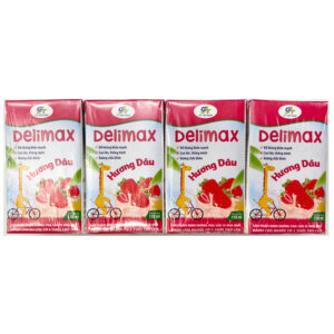 Sữa bột pha sẵn DELIMAX hương dâu 110ml lốc 4 hộp
