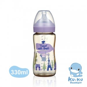 KUKU Bình Sữa PPSU Cổ Rộng Phiên bản France 330ml - Tím