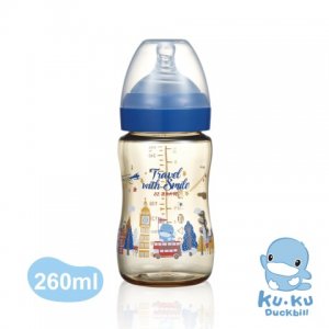 KUKU Bình Sữa PPSU Cổ Rộng Phiên bản London 260ml - Xanh