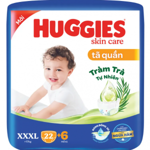 HUGGIES Tã Quần Skin Care XXXL 22 + 6 miếng (>17)Kg