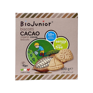 BioJunior Bánh ăn dặm hữu cơ cho bé Vị Cacao 100g 10m+