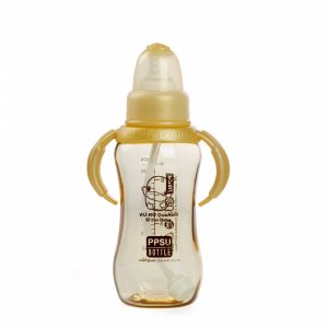 KUKU Bình Sữa Nhựa PPSU Cổ Rộng có tay cầm 280ml