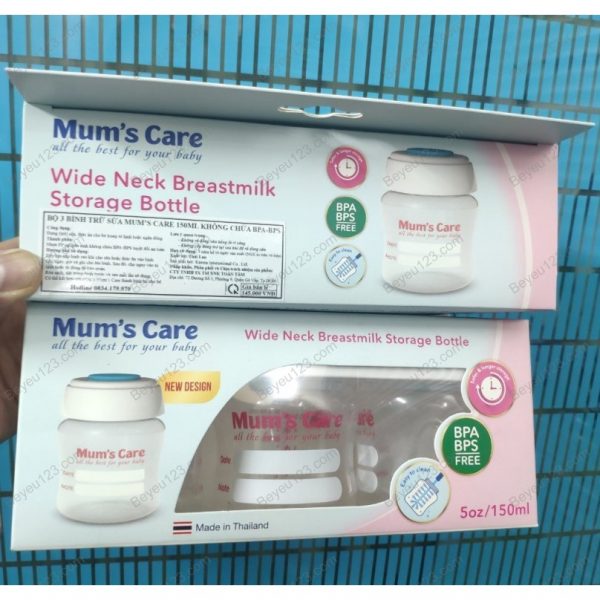 Bộ 3 Bình Trữ Sữa MUM'S CARE Cổ Rộng 150ml - Hình ảnh 4