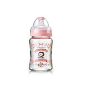 SIMBA Bình Sữa thủy tinh Cổ Rộng siêu bền 180ml - Màu Hồng