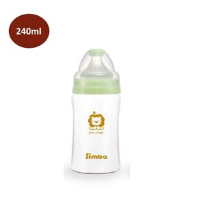 SIMBA Bình sữa thủy tinh Hồ Lô Cổ Rộng siêu nhẹ 240ml  (Lỗ Tròn)