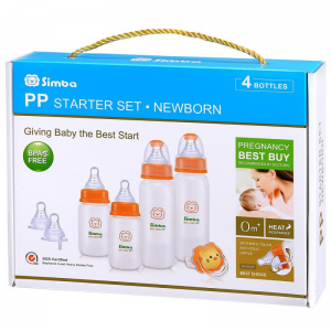 SIMBA Bộ bình sữa nhựa PP (2 bình 150ml + 2 bình 270ml + 2 ty thay + 1 ty ngậm hình Simba)