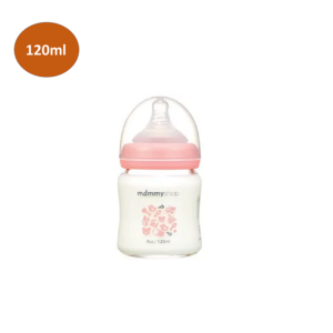 MAMMY Shop Bình sữa thủy tinh Hồ Lô Cổ Rộng 120ml - Màu Hồng